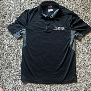 Unisex Harley Davidson Polo Shirt Black and Grey Size M